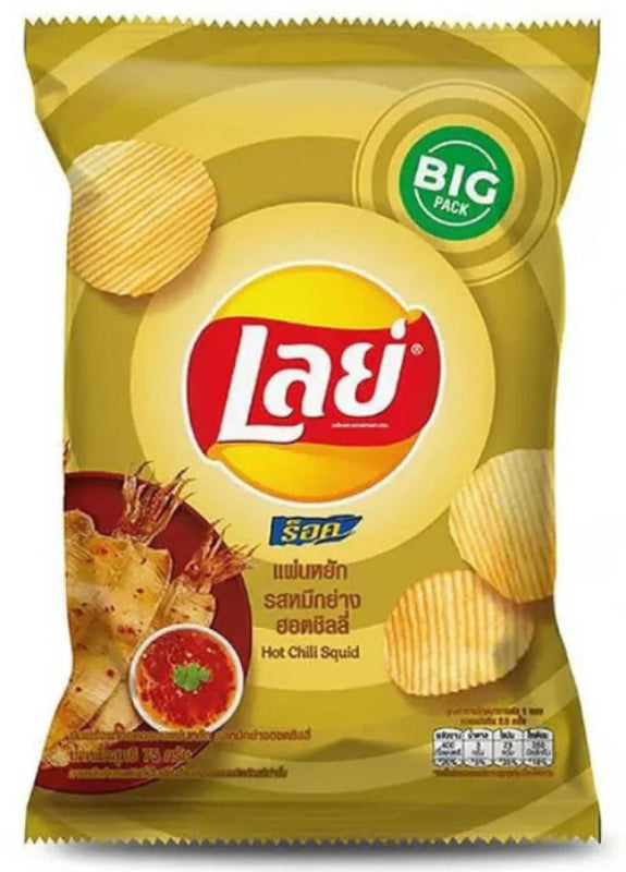 Lay's Potato Chips, Thai Flavor, Rock Ridged Potato Chips Hot Chili Squid Flavor